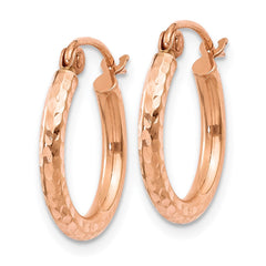 14K Rose Gold Lightweight Diamond-cut Hoop Earrings