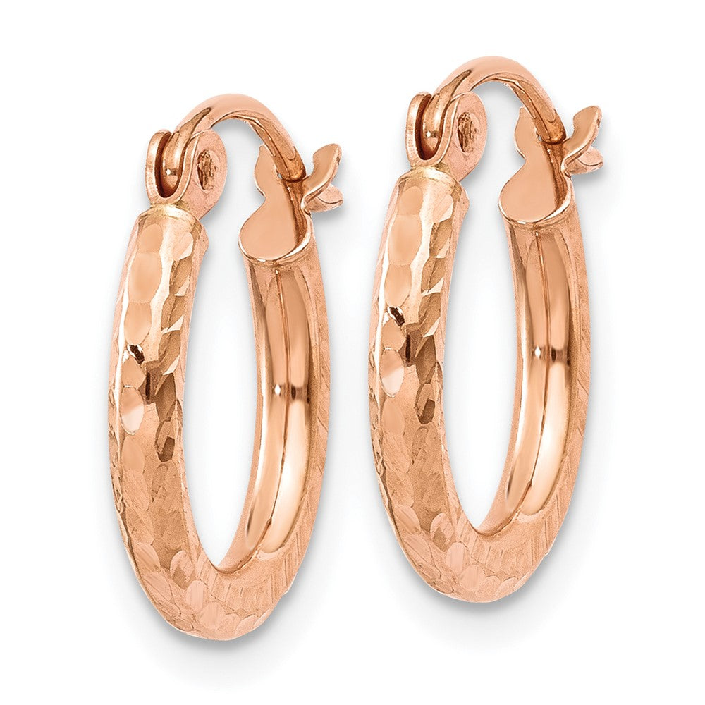 14K Rose Gold Lightweight Diamond-cut Hoop Earrings