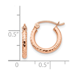 14K Rose Gold Lightweight Diamond-cut Hoop Earrings