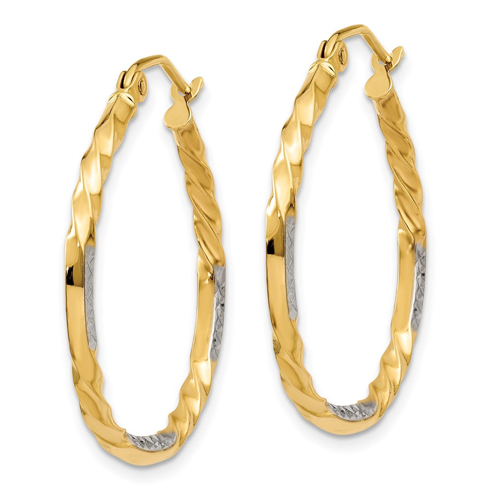 14K Two-Tone Gold Diamond-cut Twisted Hoop Earrings