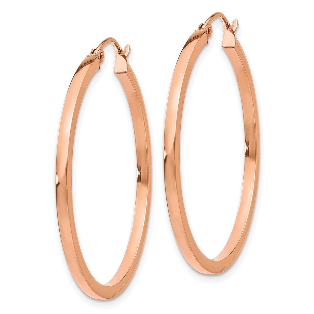 14K Rose Gold Lightweight Square Tube Hoop Earrings