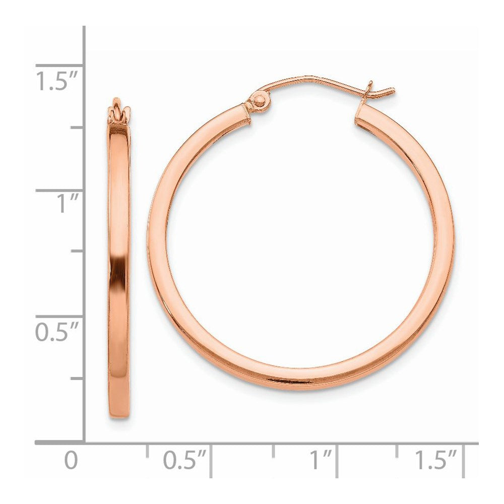 14K Rose Gold Lightweight Square Tube Hoop Earrings