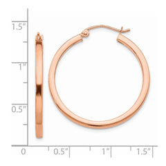 14K Rose Gold Lightweight Square Tube Hoop Earrings