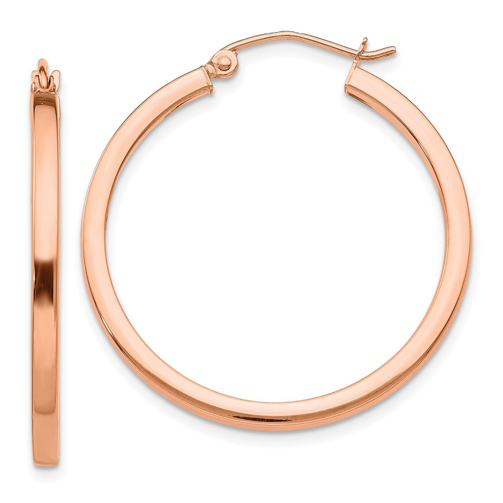 14K Rose Gold Lightweight Square Tube Hoop Earrings