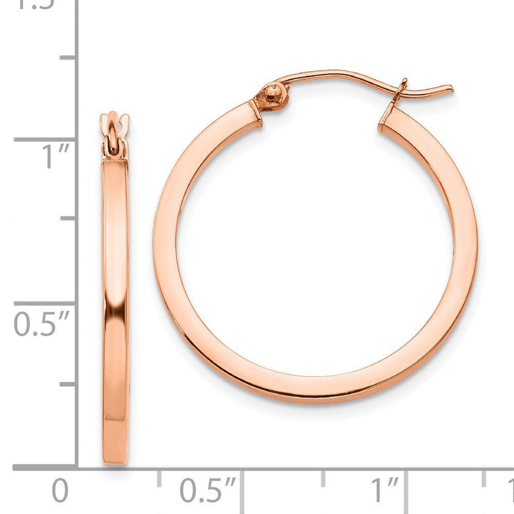 14K Rose Gold Lightweight Square Tube Hoop Earrings