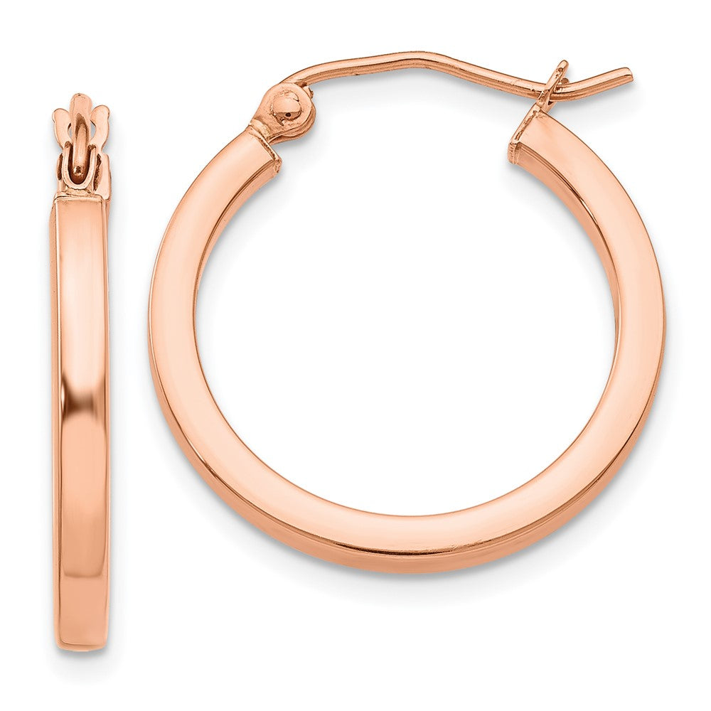 14K Rose Gold Lightweight Square Tube Hoop Earrings