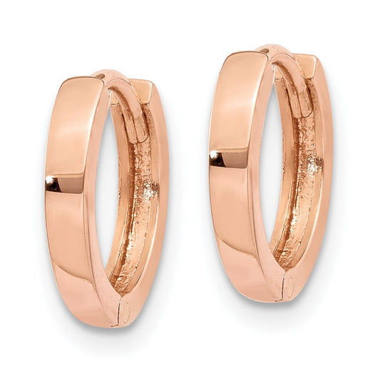 14K Rose Gold Round Hinged Hoop Earrings