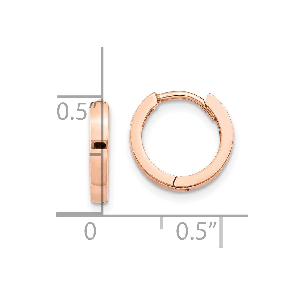 14K Rose Gold Round Hinged Hoop Earrings