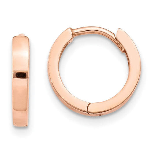 14K Rose Gold Round Hinged Hoop Earrings