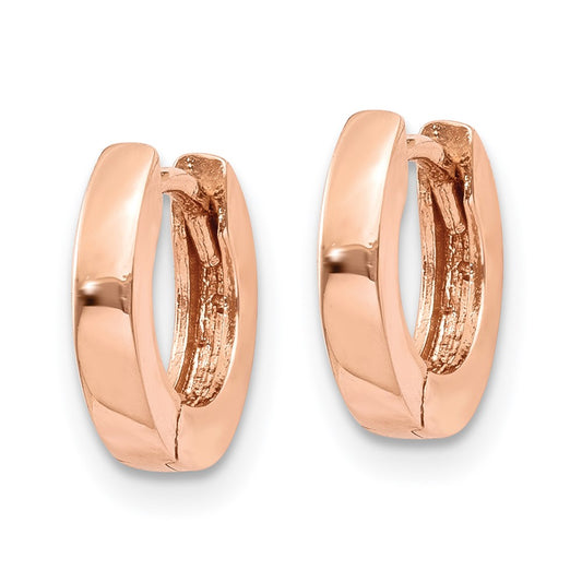 14K Rose Gold Round Hinged Hoop Earrings