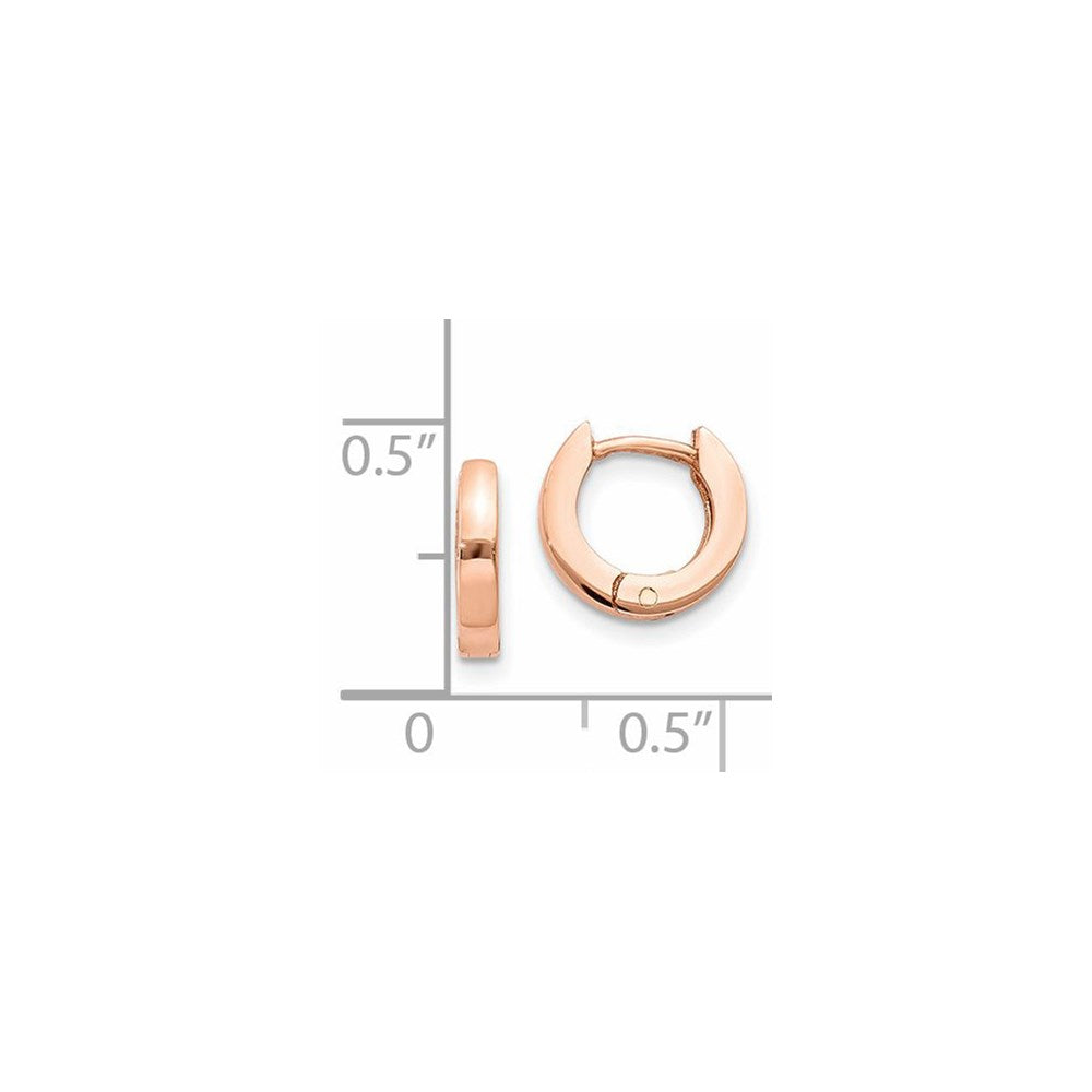 14K Rose Gold Round Hinged Hoop Earrings