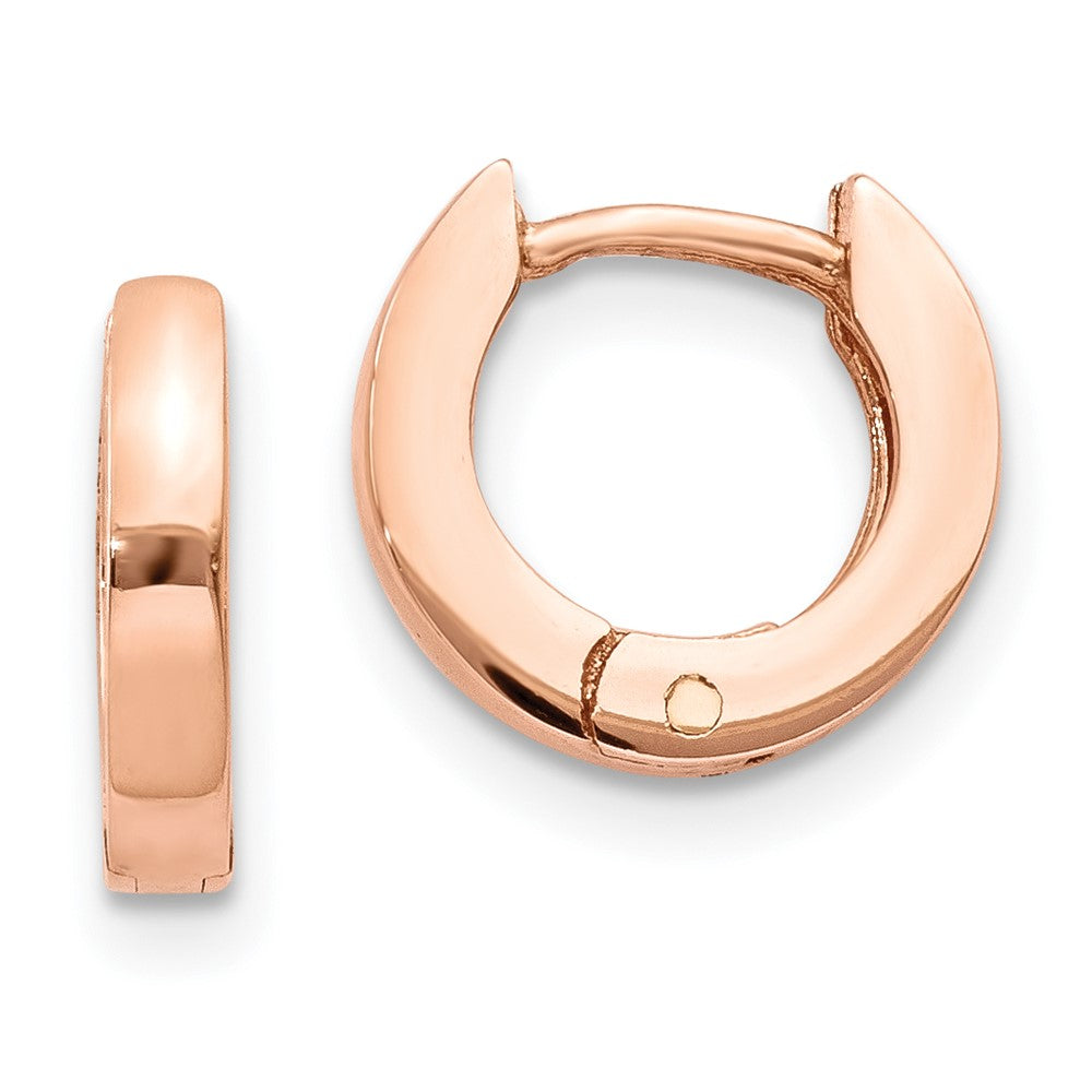 14K Rose Gold Round Hinged Hoop Earrings