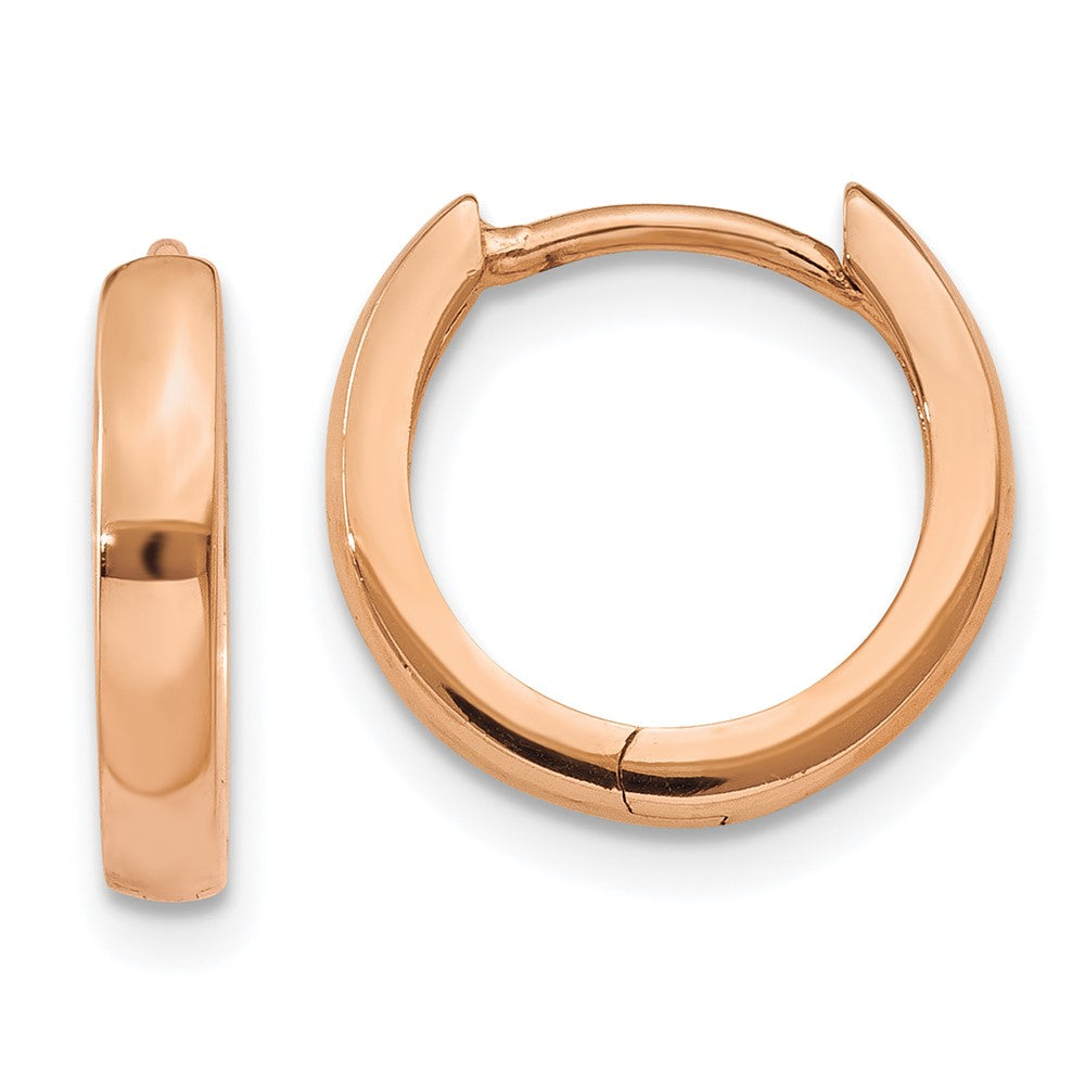 14K Rose Gold Round Hinged Hoop Earrings