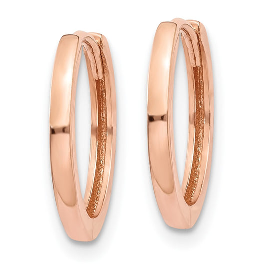 14K Rose Gold Round Hinged Hoop Earrings