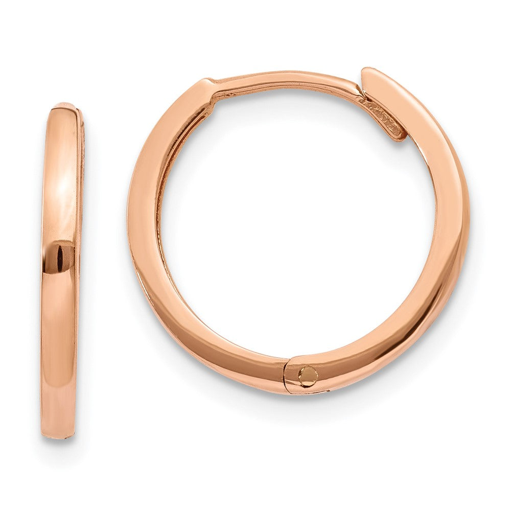 14K Rose Gold Round Hinged Hoop Earrings