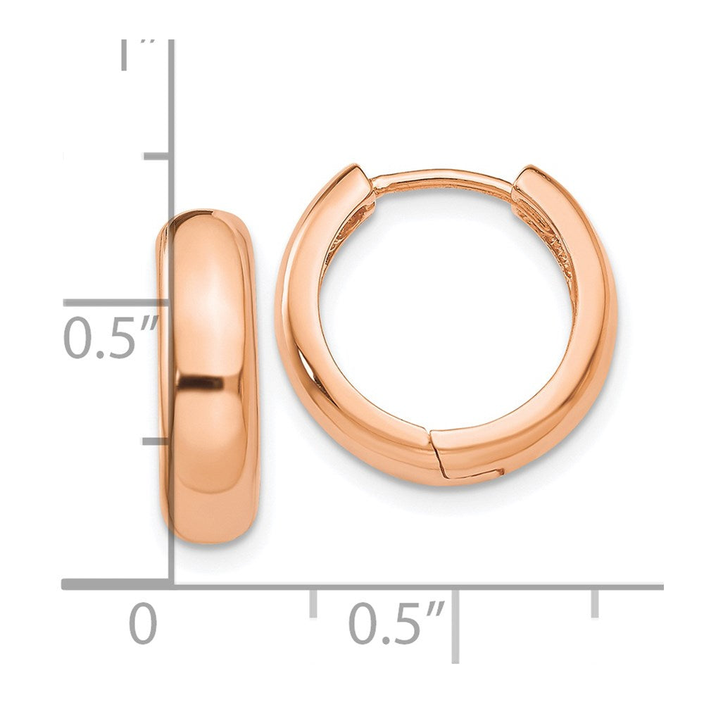 14K Rose Gold Round Hinged Hoop Earrings