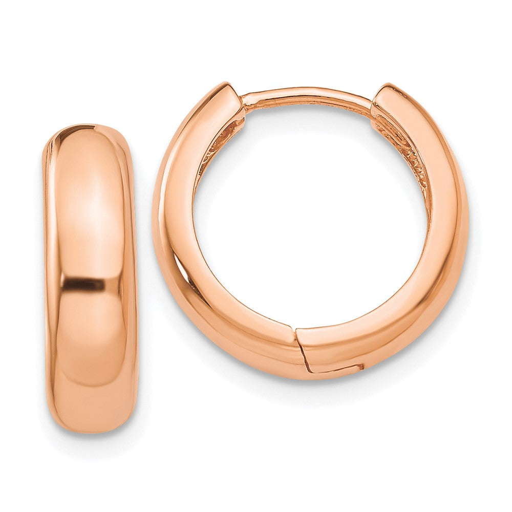 14K Rose Gold Round Hinged Hoop Earrings