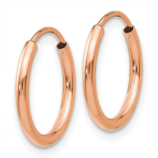 14K Rose Gold Polished Endless Tube Hoop Earrings