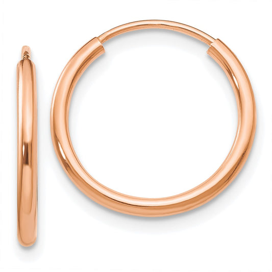 14K Rose Gold Polished Endless Tube Hoop Earrings