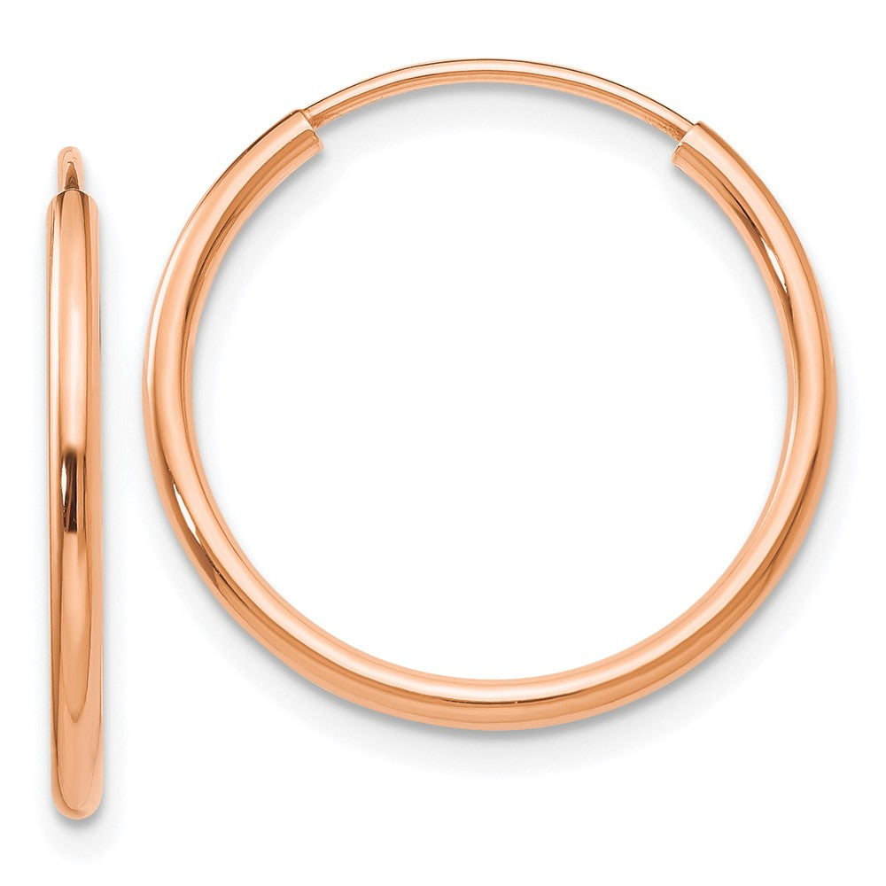 14K Rose Gold Polished Endless Tube Hoop Earrings