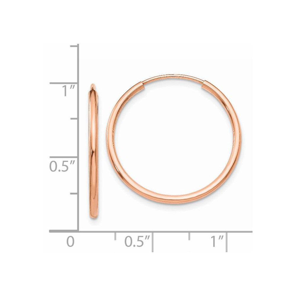 14K Rose Gold Polished Endless Tube Hoop Earrings