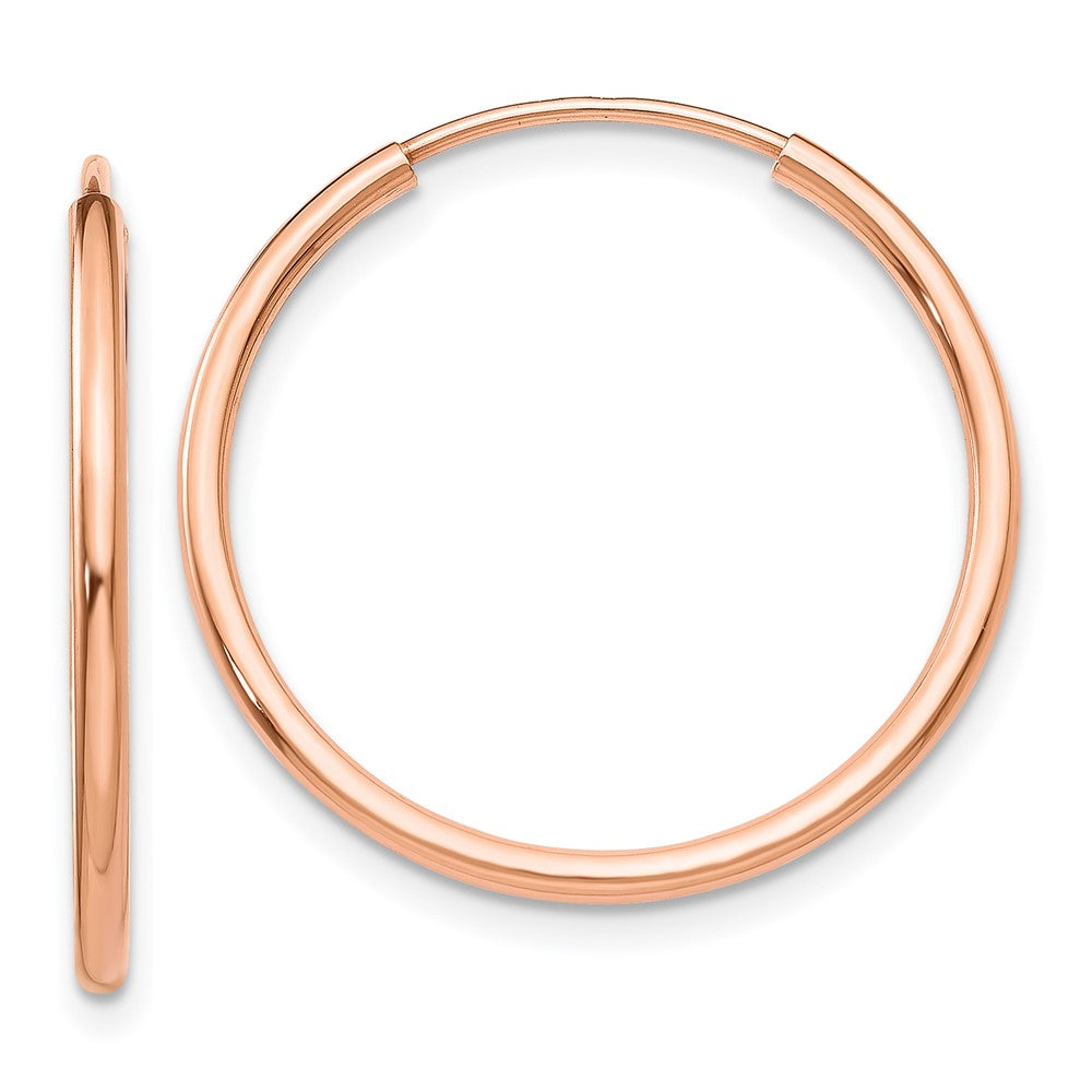 14K Rose Gold Polished Endless Tube Hoop Earrings