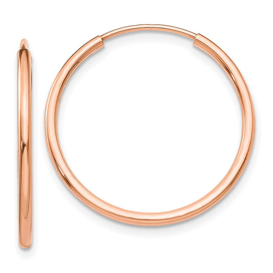 14K Rose Gold Polished Endless Tube Hoop Earrings