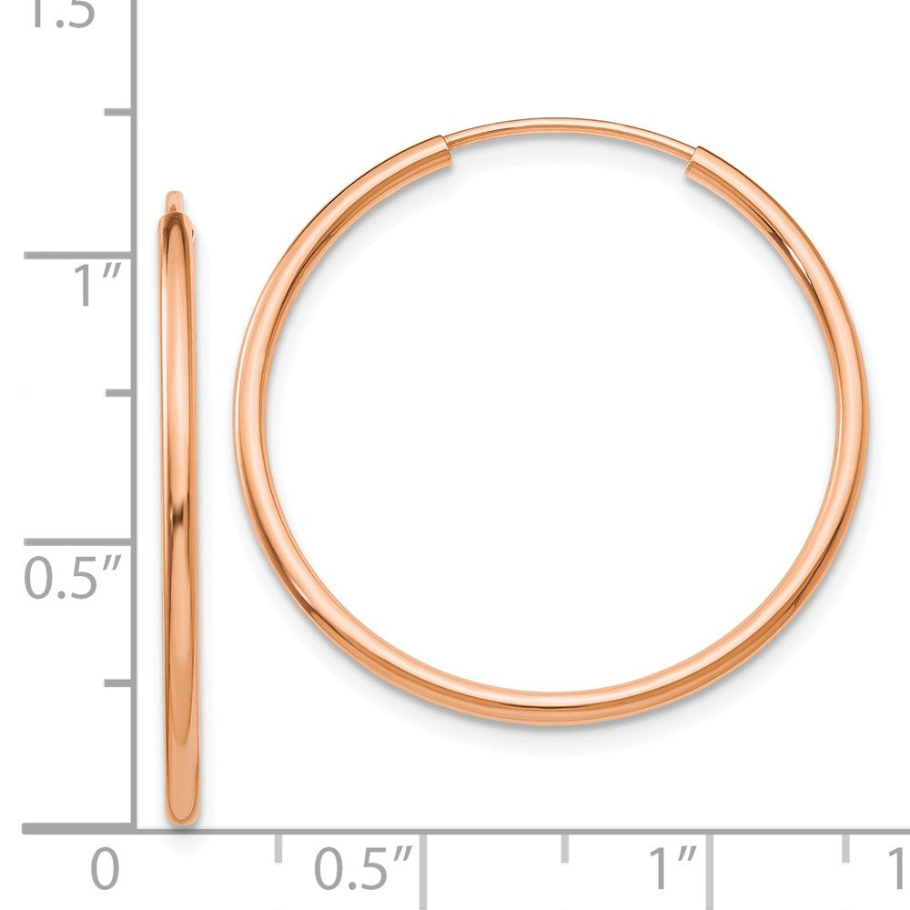 14K Rose Gold Polished Endless Tube Hoop Earrings