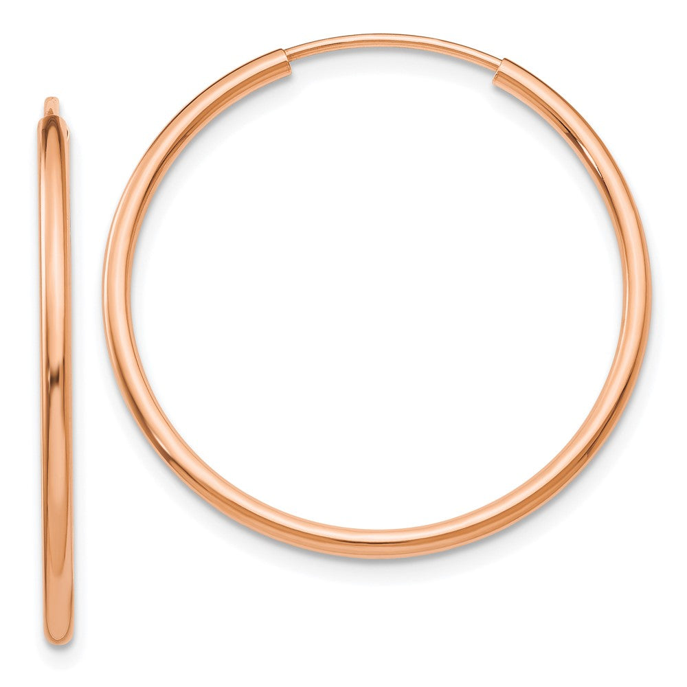 14K Rose Gold Polished Endless Tube Hoop Earrings