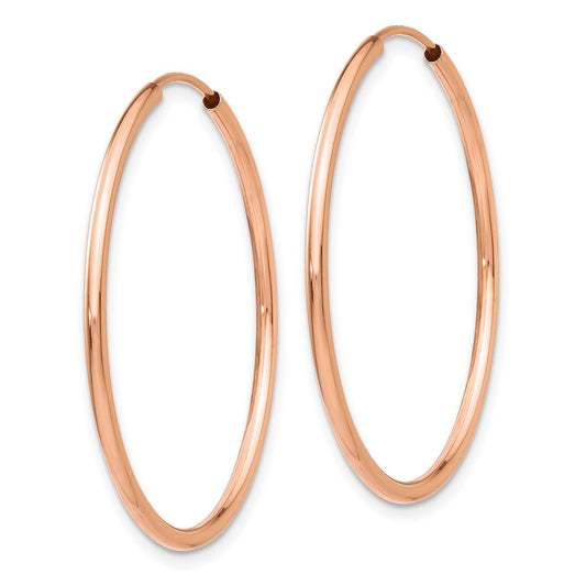 14K Rose Gold Polished Endless Tube Hoop Earrings