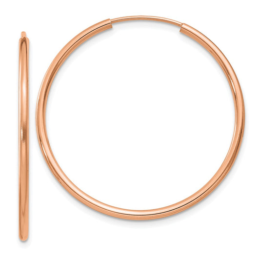 14K Rose Gold Polished Endless Tube Hoop Earrings