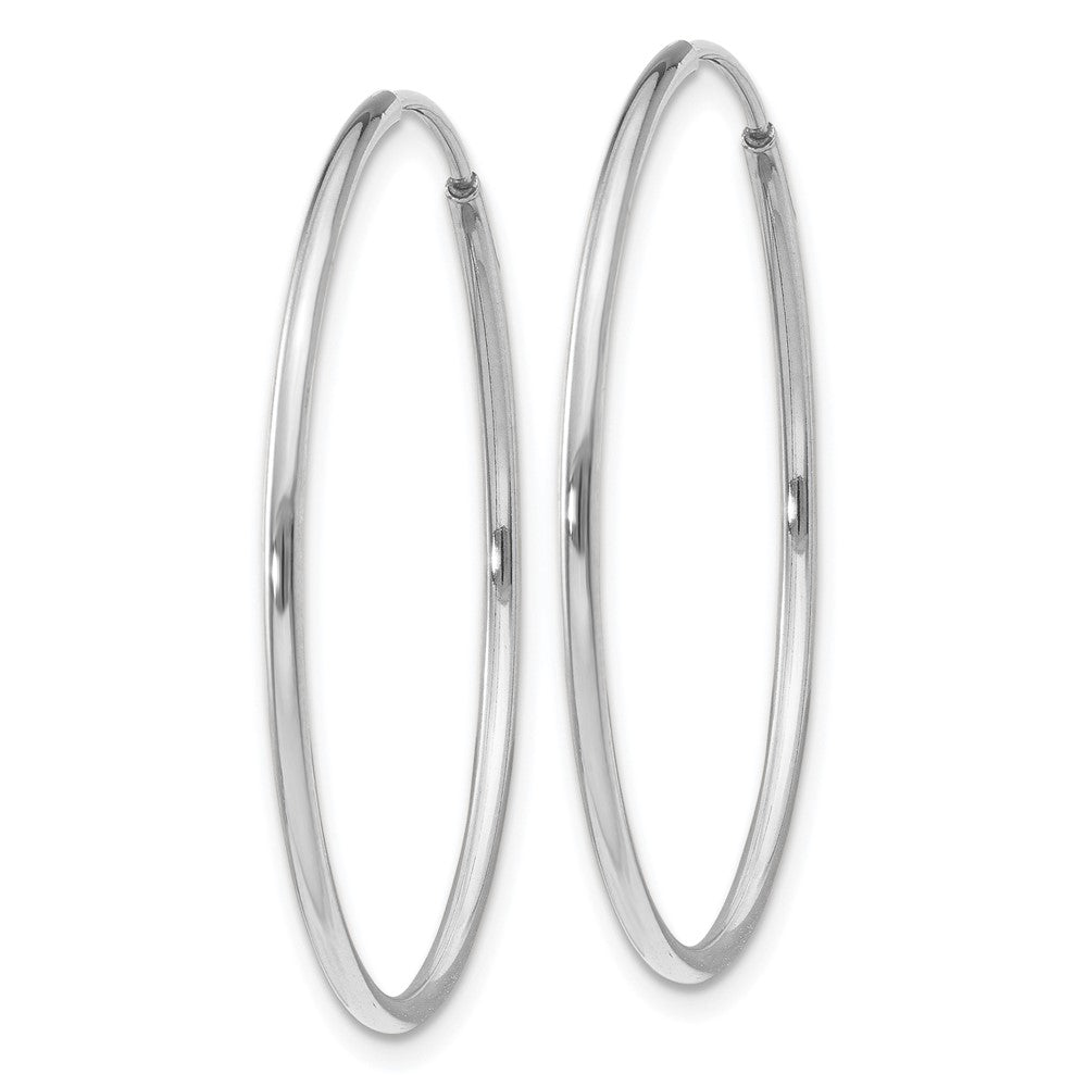 14K White Gold Polished Endless Tube Hoop Earrings