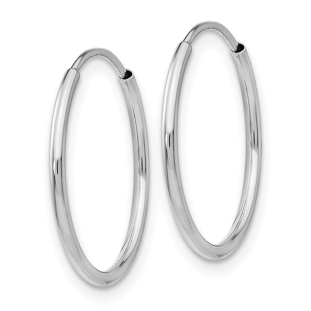 14K White Gold Polished Endless Tube Hoop Earrings