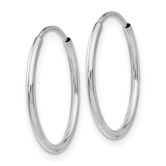 14K White Gold Polished Endless Tube Hoop Earrings