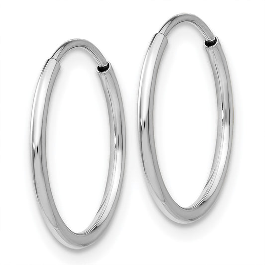 14K White Gold Polished Endless Tube Hoop Earrings