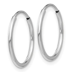 14K White Gold Polished Endless Tube Hoop Earrings