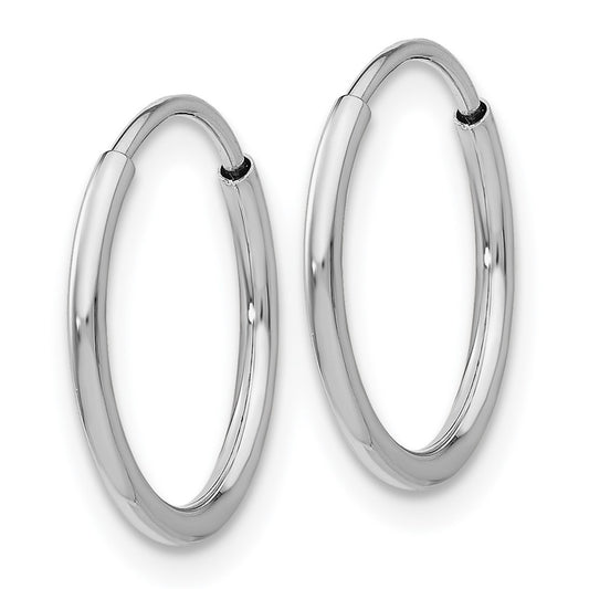 14K White Gold Polished Endless Tube Hoop Earrings