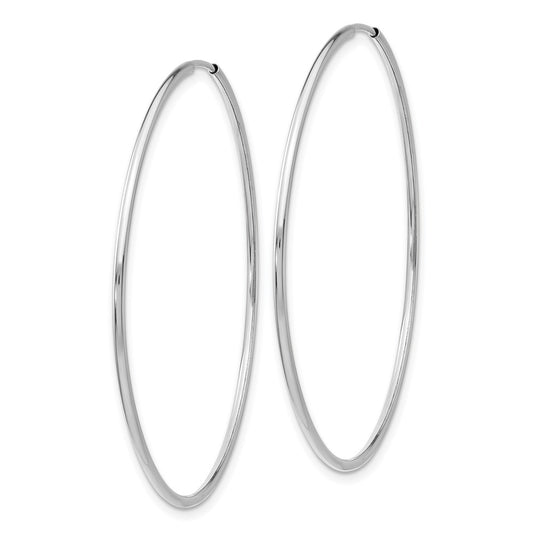 14K White Gold Polished Endless Tube Hoop Earrings