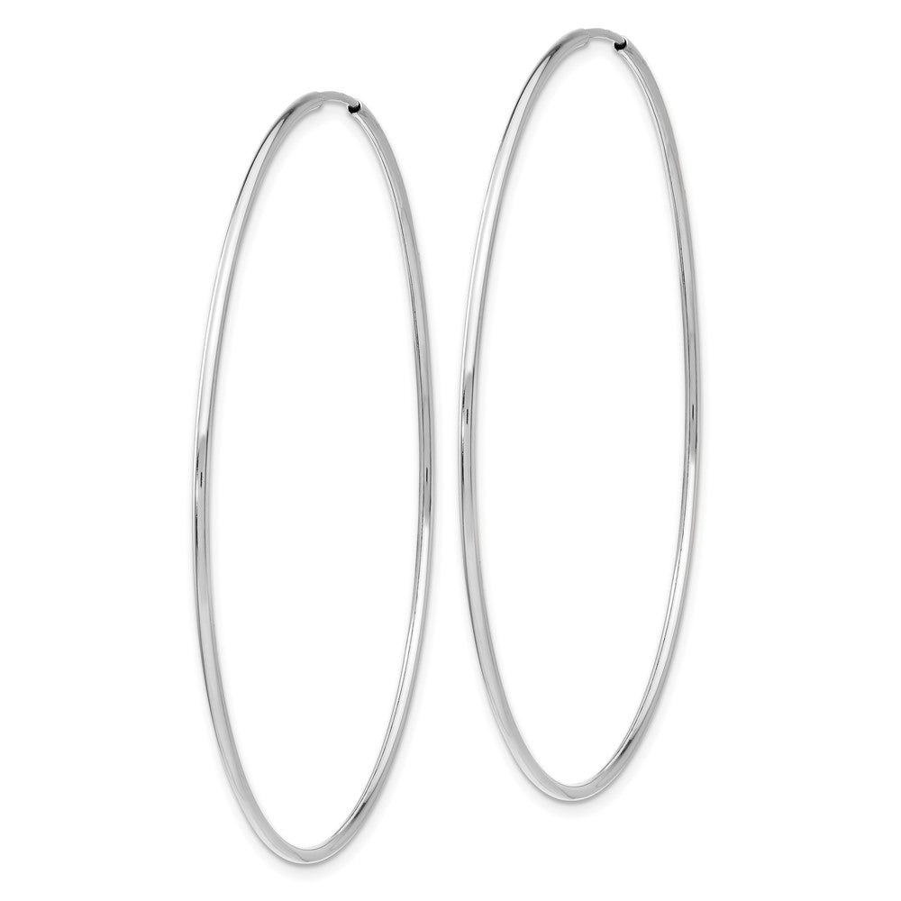 14K White Gold Polished Endless Tube Hoop Earrings