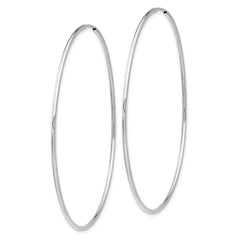 14K White Gold Polished Endless Tube Hoop Earrings