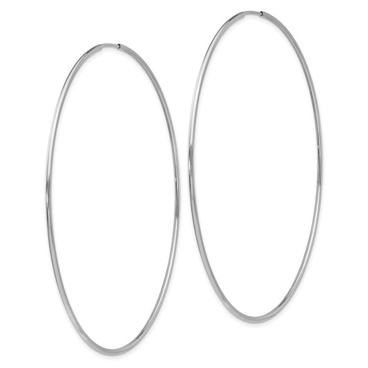 14K White Gold Polished Endless Tube Hoop Earrings