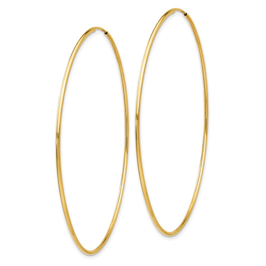 14K Yellow Gold Polished Endless Tube Hoop Earrings