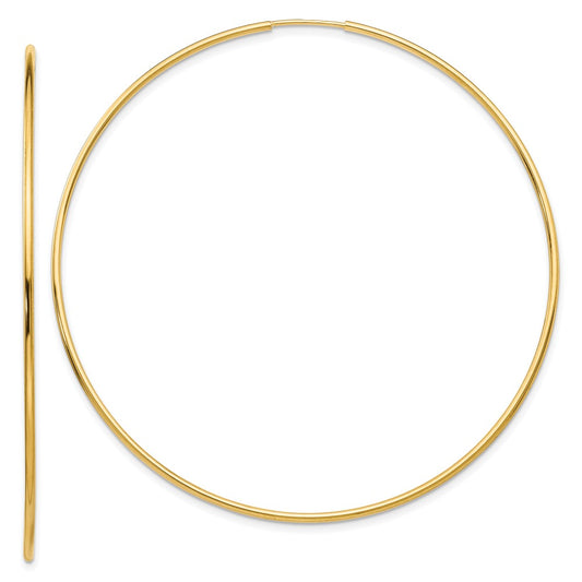 14K Yellow Gold Polished Endless Tube Hoop Earrings