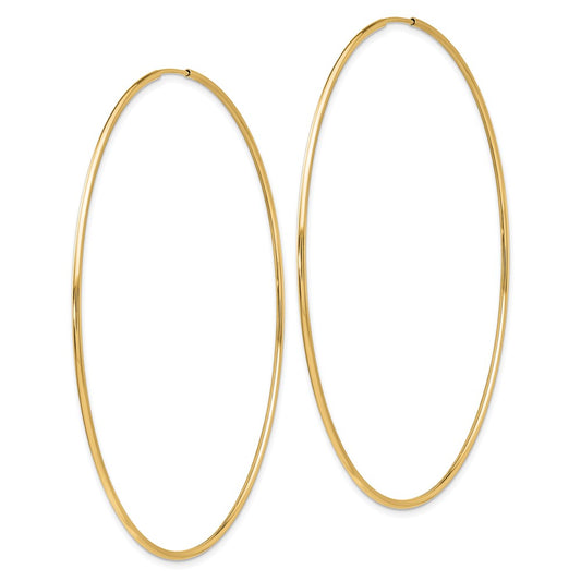 14K Yellow Gold Polished Endless Tube Hoop Earrings