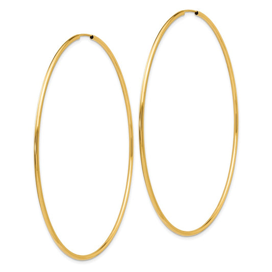 14K Yellow Gold Endless Hoop Earrings