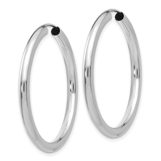 14K White Gold Polished Endless Tube Hoop Earrings