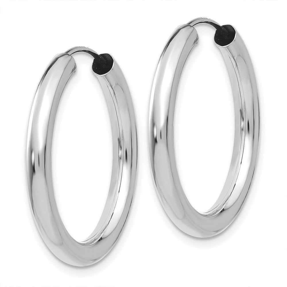 14K White Gold Polished Endless Tube Hoop Earrings