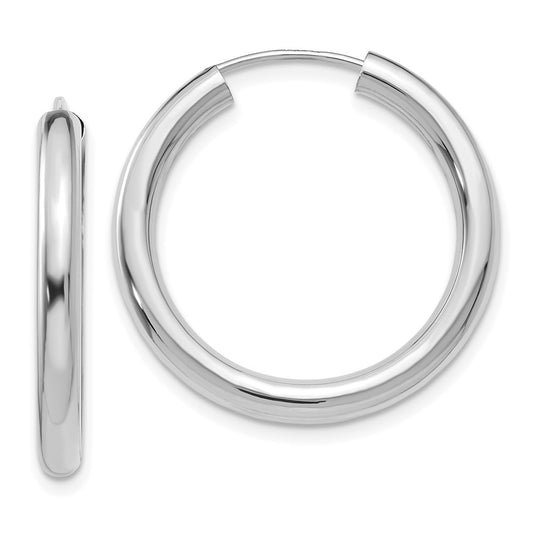 14K White Gold Polished Endless Tube Hoop Earrings