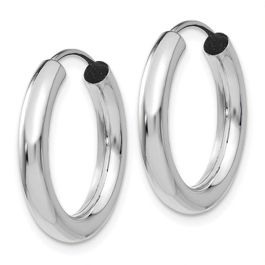 14K White Gold Polished Endless Tube Hoop Earrings