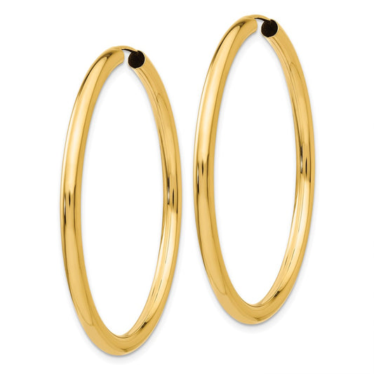 14K Yellow Gold Polished Endless Tube Hoop Earrings